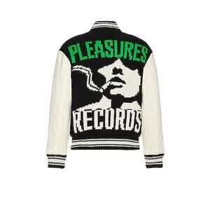 PLEASURES
Smoke Knitted Varsity Jacket